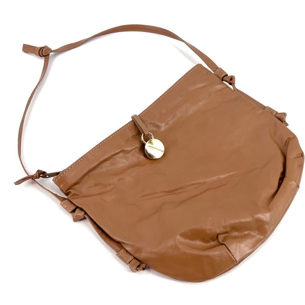 Vintage 80s leather‎ hand bag shoulder bag boho tan